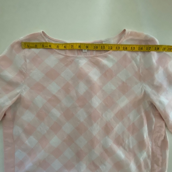 J. Jill Love Linen Boat Neck Top 3/4 Sleeve Gingham Pink and White Size Large - Picture 14 of 15